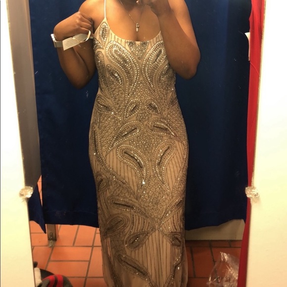 Aidan Mattox long beaded side slit dress - Picture 6 of 8